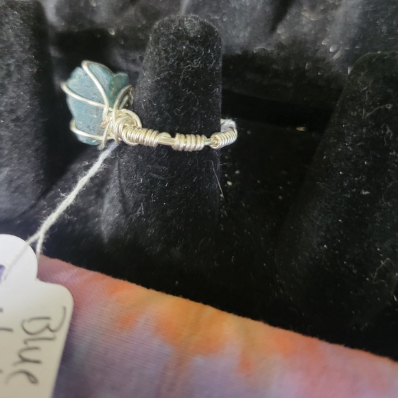 Handmade wire wrapped blue apatite ring size 7 - Picture 4 of 4